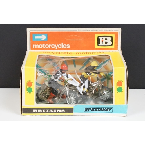 236 - Three boxed Britains Motorcycles model sets to include 2 x 9699 BMW and Speedway 9684, all complete ... 