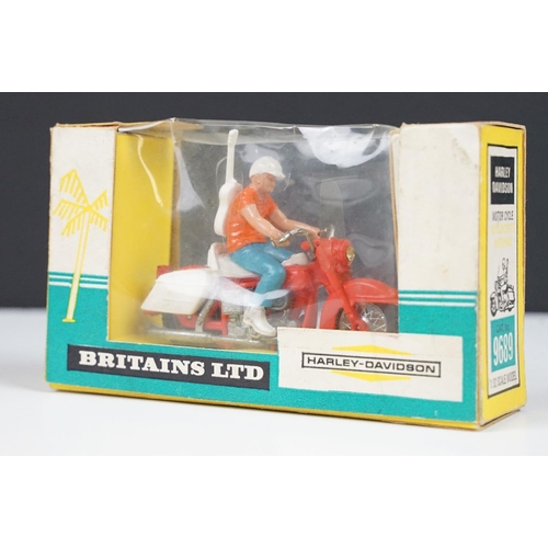 237 - Nine boxed Britains model motorcycles to include 2 x US Sheriff 9692, Harley Davidson 9689, BMW 9694... 