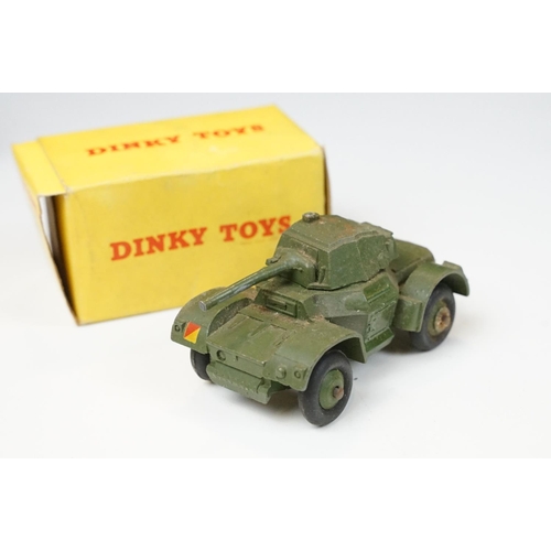 238 - Seven boxed Dinky military diecast models to include 660 Tank Transporter, 692 5.5 Medium Gun (end f... 