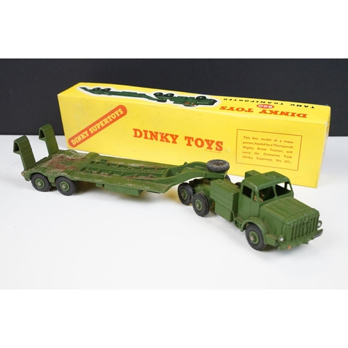 238 - Seven boxed Dinky military diecast models to include 660 Tank Transporter, 692 5.5 Medium Gun (end f... 