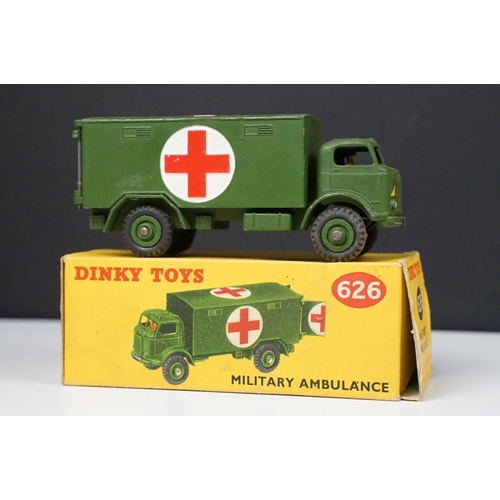 238 - Seven boxed Dinky military diecast models to include 660 Tank Transporter, 692 5.5 Medium Gun (end f... 