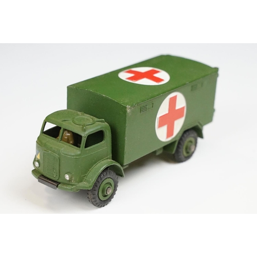 238 - Seven boxed Dinky military diecast models to include 660 Tank Transporter, 692 5.5 Medium Gun (end f... 