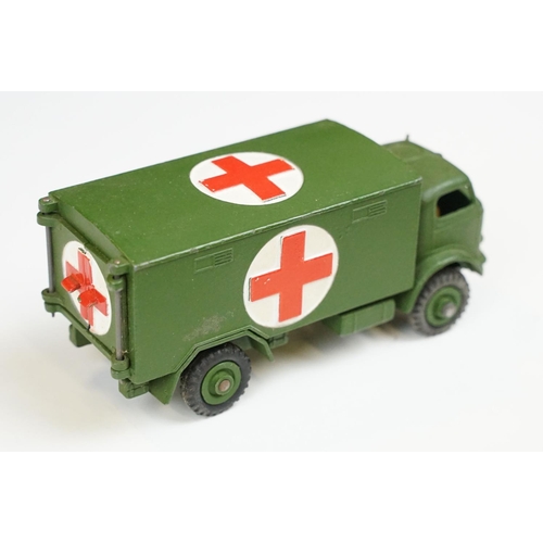 238 - Seven boxed Dinky military diecast models to include 660 Tank Transporter, 692 5.5 Medium Gun (end f... 