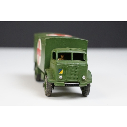 238 - Seven boxed Dinky military diecast models to include 660 Tank Transporter, 692 5.5 Medium Gun (end f... 