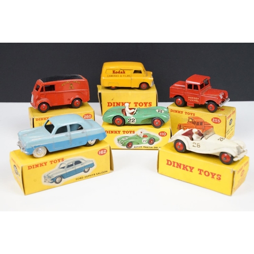 239 - Six boxed Dinky diecast models to include 162 Ford Zephyr Saloon in two tone blue, 480 Bedford 10 CW... 