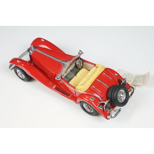 243 - Franklin Mint The Mercedes 500 K Special Roadster diecast model in red, with certificates and tag, s... 