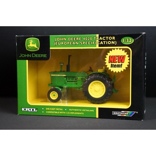 107 - Collection of seven boxed Britains ERTL John Deere farming tractor diecast models to include 7020 4W... 