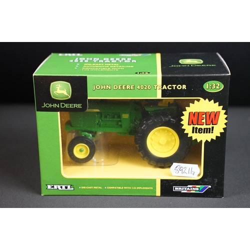 107 - Collection of seven boxed Britains ERTL John Deere farming tractor diecast models to include 7020 4W... 