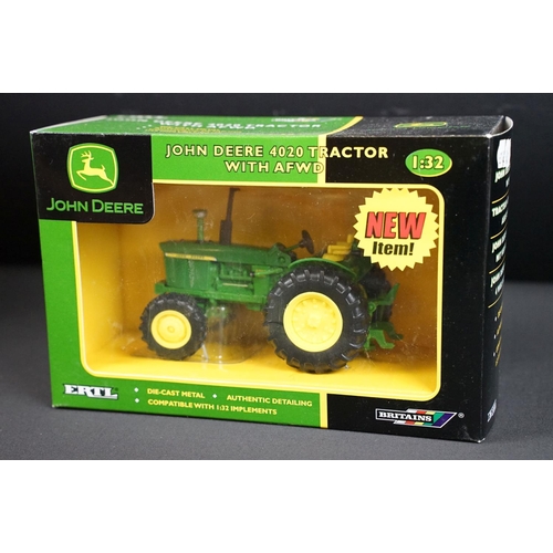 107 - Collection of seven boxed Britains ERTL John Deere farming tractor diecast models to include 7020 4W... 