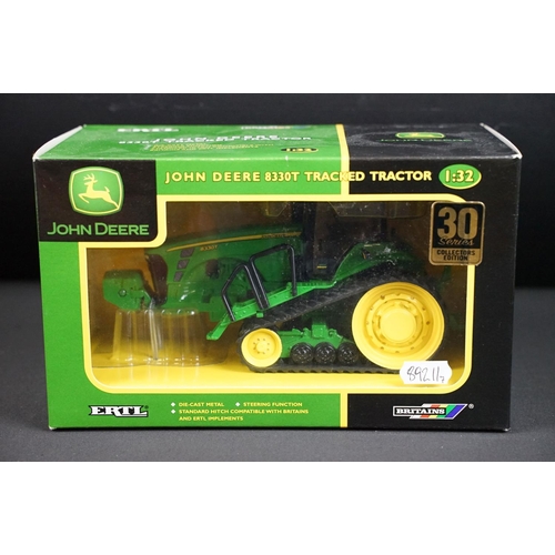 107 - Collection of seven boxed Britains ERTL John Deere farming tractor diecast models to include 7020 4W... 