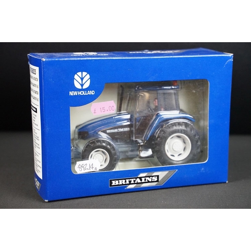 108 - Four boxed Britains New Holland farming tractor diecast models to include 40785 New Holland TS1135A,... 