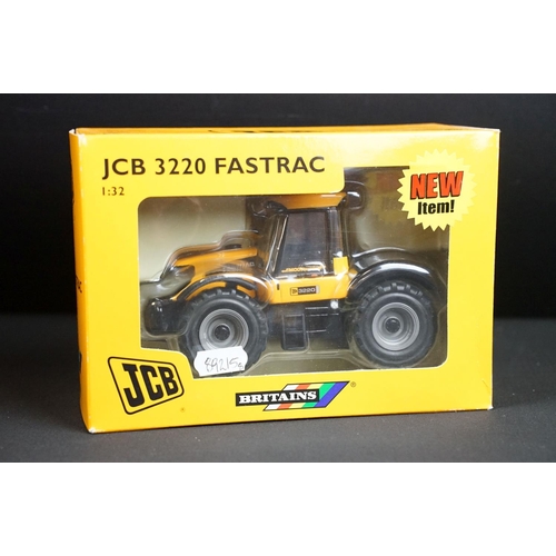 109 - Eight boxed Britains farming tractor diecast models to include 3 x JCB models featuring JCB 3220 Fas... 