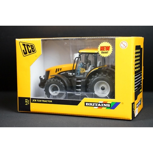 109 - Eight boxed Britains farming tractor diecast models to include 3 x JCB models featuring JCB 3220 Fas... 