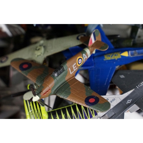 136 - Large collection of diecast model aircraft to include Corgi, Matchbox, Maisto, Mattel, etc, featurin... 