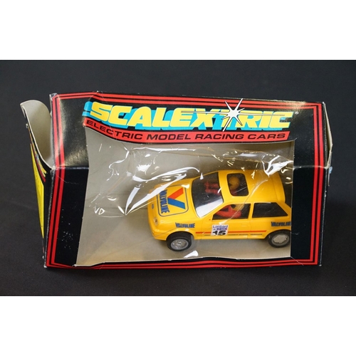 145 - Seven boxed Scalextric slot cars to include C472 Dunlop F3, C316 Ford XLR2 Valvoline, C321 Fiesta XR... 