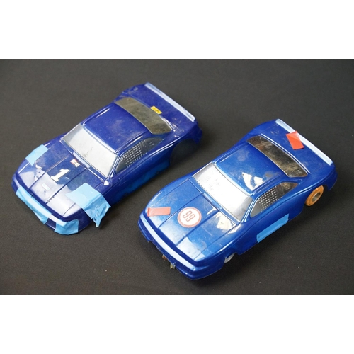 146 - Nine play worn slot cars to include 2 x Scalextric (C129 March 771 & C121 Tyrrell), International 32... 