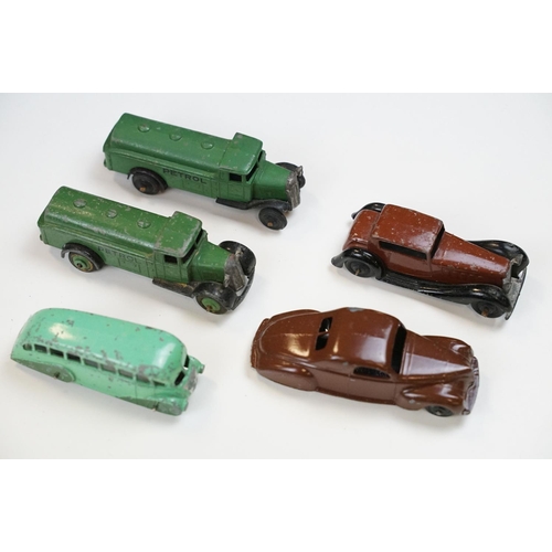 168 - 26 Mid 20th C play worn Dinky diecast models to include road, commercial and racing cars plus 2 x Tr... 