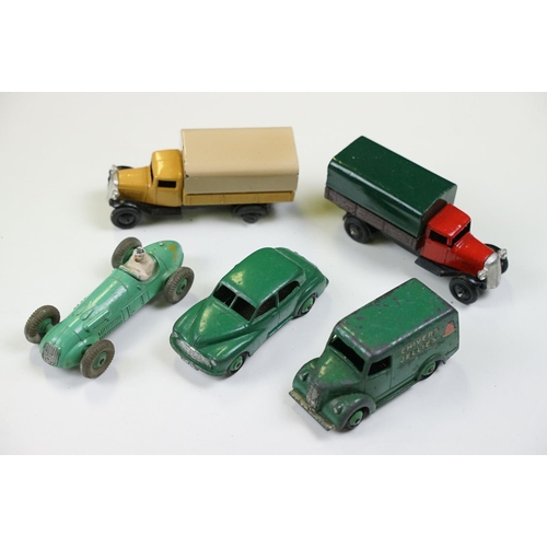 168 - 26 Mid 20th C play worn Dinky diecast models to include road, commercial and racing cars plus 2 x Tr... 