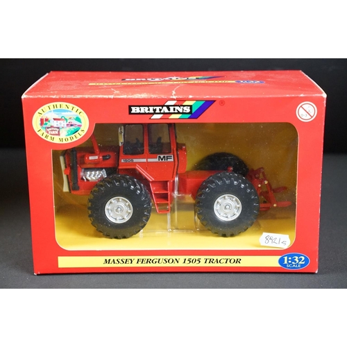 99 - Collection of five boxed Britains farming diecast models to include Massey Ferguson 7200 Combine Har... 