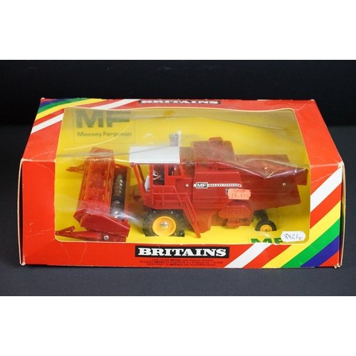 99 - Collection of five boxed Britains farming diecast models to include Massey Ferguson 7200 Combine Har... 