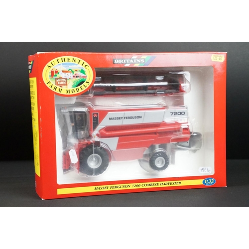 99 - Collection of five boxed Britains farming diecast models to include Massey Ferguson 7200 Combine Har... 