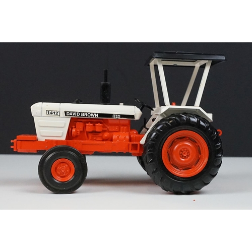 244 - Boxed NZG David Brown 1412 Hydra-Shift Tractor diecast model, in white and orange finish, diecast vg... 