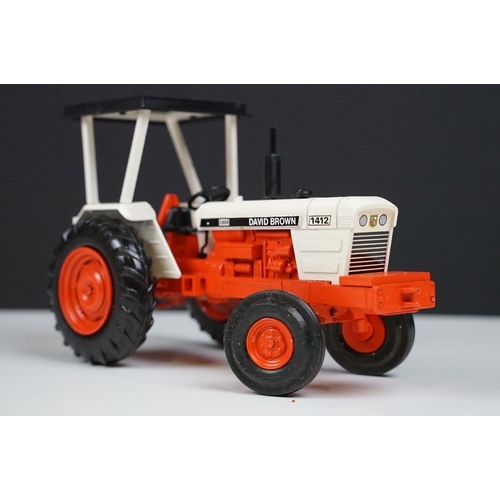 244 - Boxed NZG David Brown 1412 Hydra-Shift Tractor diecast model, in white and orange finish, diecast vg... 