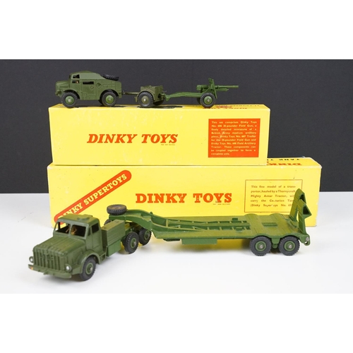 246 - Two boxed Dinky military diecast models to include 660 Tank Transporter and 697 25 Pounder Field Gun... 