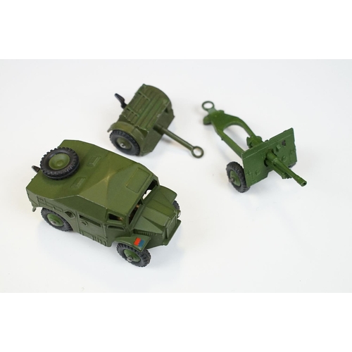 246 - Two boxed Dinky military diecast models to include 660 Tank Transporter and 697 25 Pounder Field Gun... 