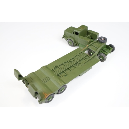 248 - Boxed Dinky Supertoys Gift Set 698 Tank Transporter with Tank, diecast with some marks but vg overal... 