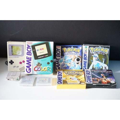 382 - Retro Gaming - Boxed Nintendo Game Boy Color (turquoise) plus 4 x boxed Game Boy games (Pokemon yell... 