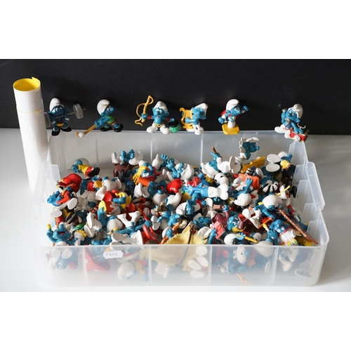 392 - Approx 96 Peyo / Schleich Smurfs figures including Windsurfer Smurf, Astronomer Smurf, Pizza Smurf e... 