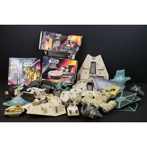 394 - Collection of original play worn Star Wars vehicles / vehicle parts & accessories, to include 3 x Sn... 