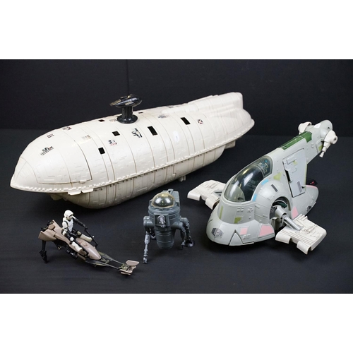 395 - Star Wars - Four original play worn Star Wars vehicles to include Rebel Transport, Slave 1 Boba Fett... 