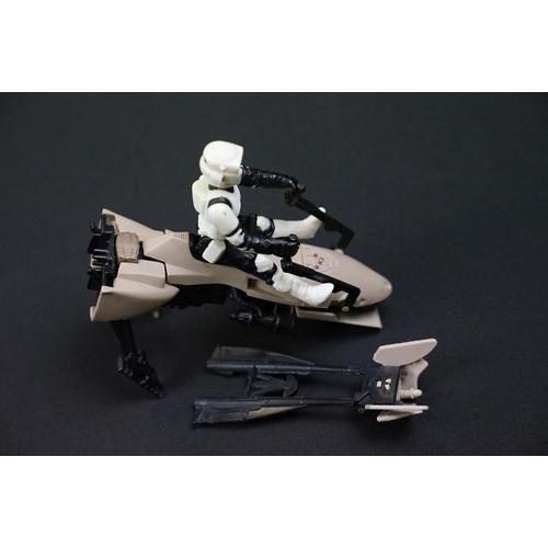 395 - Star Wars - Four original play worn Star Wars vehicles to include Rebel Transport, Slave 1 Boba Fett... 