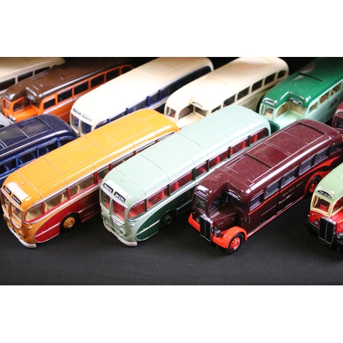 125A - Collection of 58 Corgi diecast model buses and coaches, diecast appears vg. (3 trays)