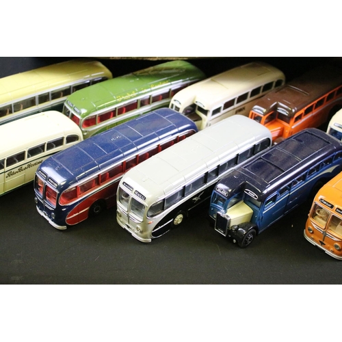 125A - Collection of 58 Corgi diecast model buses and coaches, diecast appears vg. (3 trays)