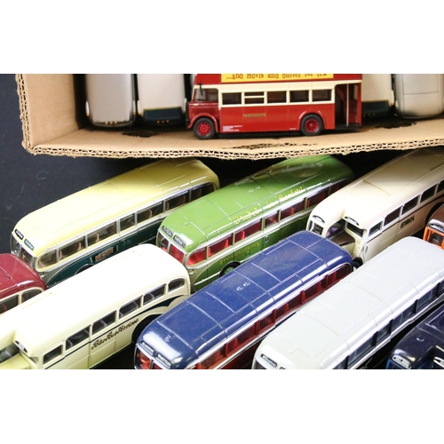 125A - Collection of 58 Corgi diecast model buses and coaches, diecast appears vg. (3 trays)