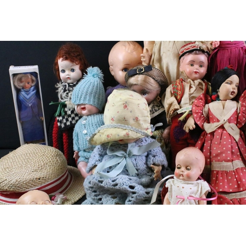 298 - Collection of around 35 hard plastic & composition dolls to include a Pedigree doll with sleeping ey... 