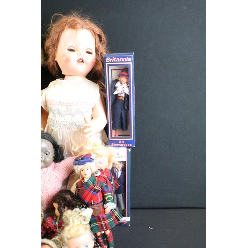 298 - Collection of around 35 hard plastic & composition dolls to include a Pedigree doll with sleeping ey... 