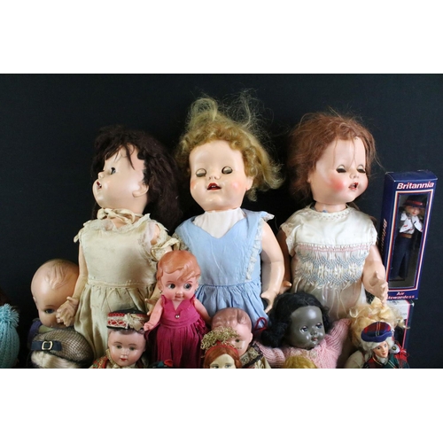 298 - Collection of around 35 hard plastic & composition dolls to include a Pedigree doll with sleeping ey... 