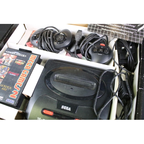 366 - Retro Gaming - A boxed Sega Mega Drive II 16-Bit games console with two controllers, manual, power s... 