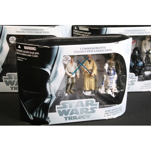 367 - Star Wars - Seven boxed / carded Star Wars plastic figure sets to include 3 x Commemorative Trilogy ... 