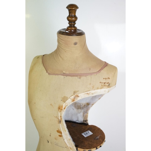 633 - 19th century Dress Maker’s Female Dummy, the torso cut through to one side and later fitted with thr... 