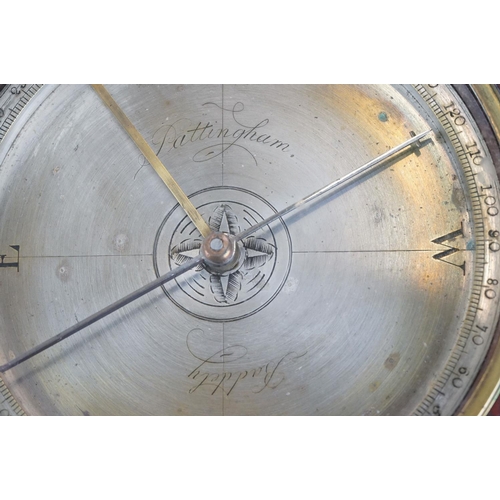 216 - An antique wooden cased compass marked Pattingham to the dial, case measures approx 16cm wide