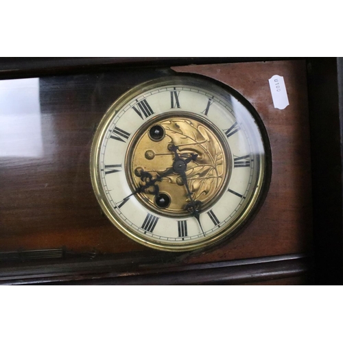 354 - Early 20th Century oak Westminster chime mantle clock together with a Vienna wall clock with art nou... 