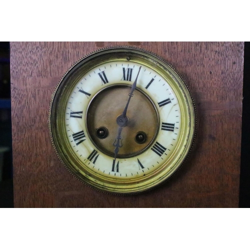 354 - Early 20th Century oak Westminster chime mantle clock together with a Vienna wall clock with art nou... 