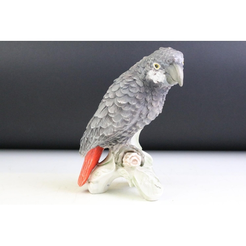 5 - 20th Century Goebel porcelain model of an African Grey Parrot perched on a leafy branch, model no. C... 