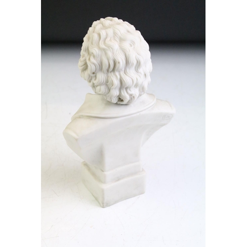 41 - Four ceramic & composition bust figures depicting composers, to include Schubert, Beethoven, Mozart ... 