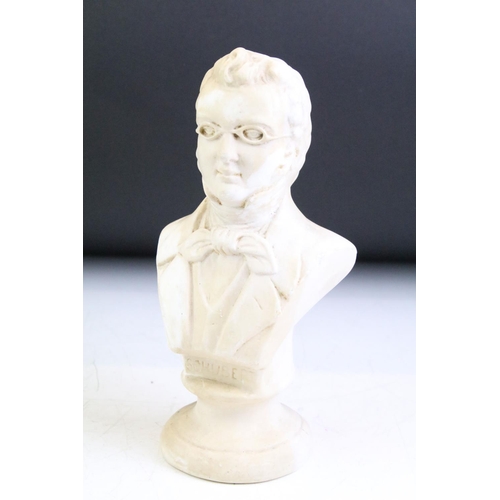 41 - Four ceramic & composition bust figures depicting composers, to include Schubert, Beethoven, Mozart ... 